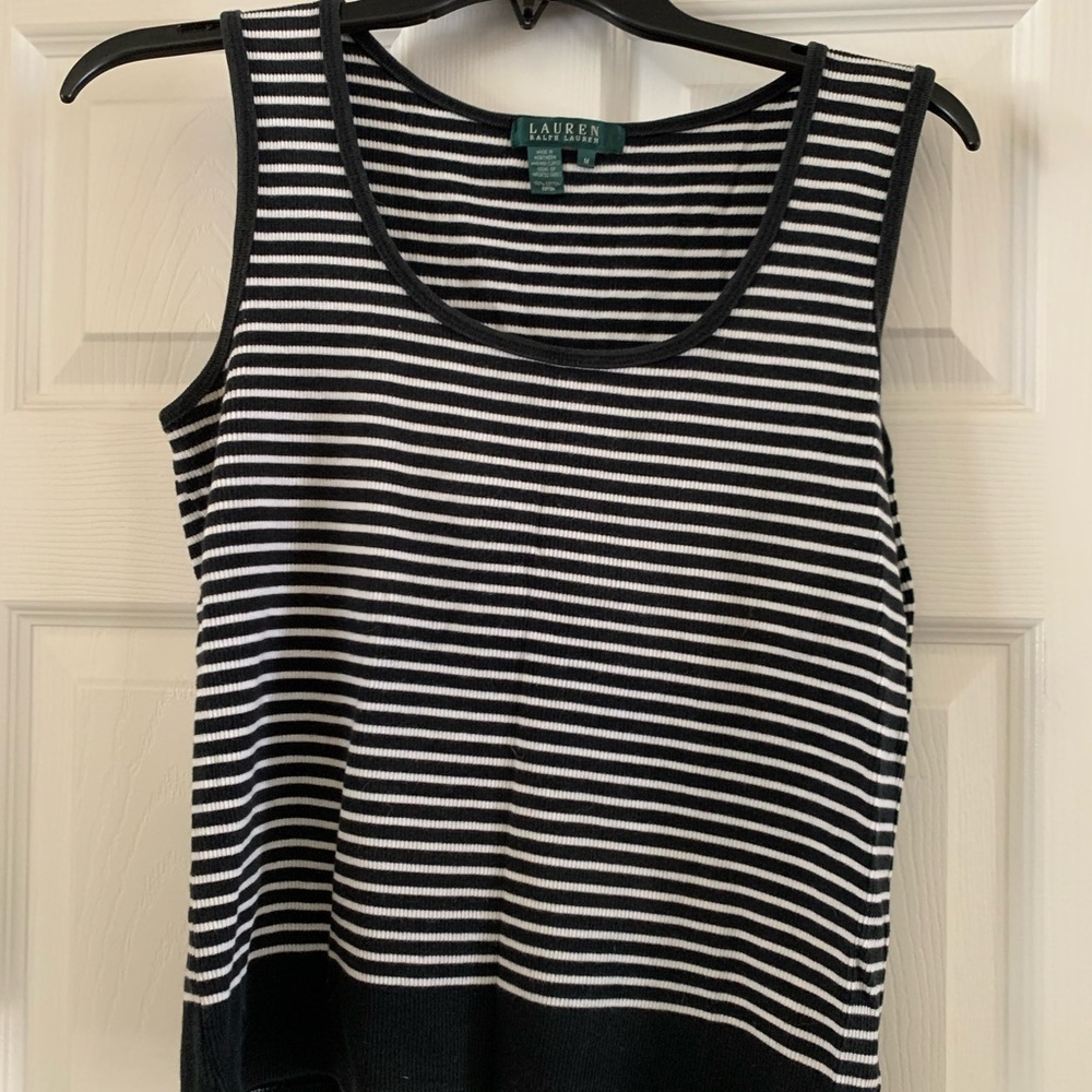 Ralph Lauren Black and White Striped Tank Top